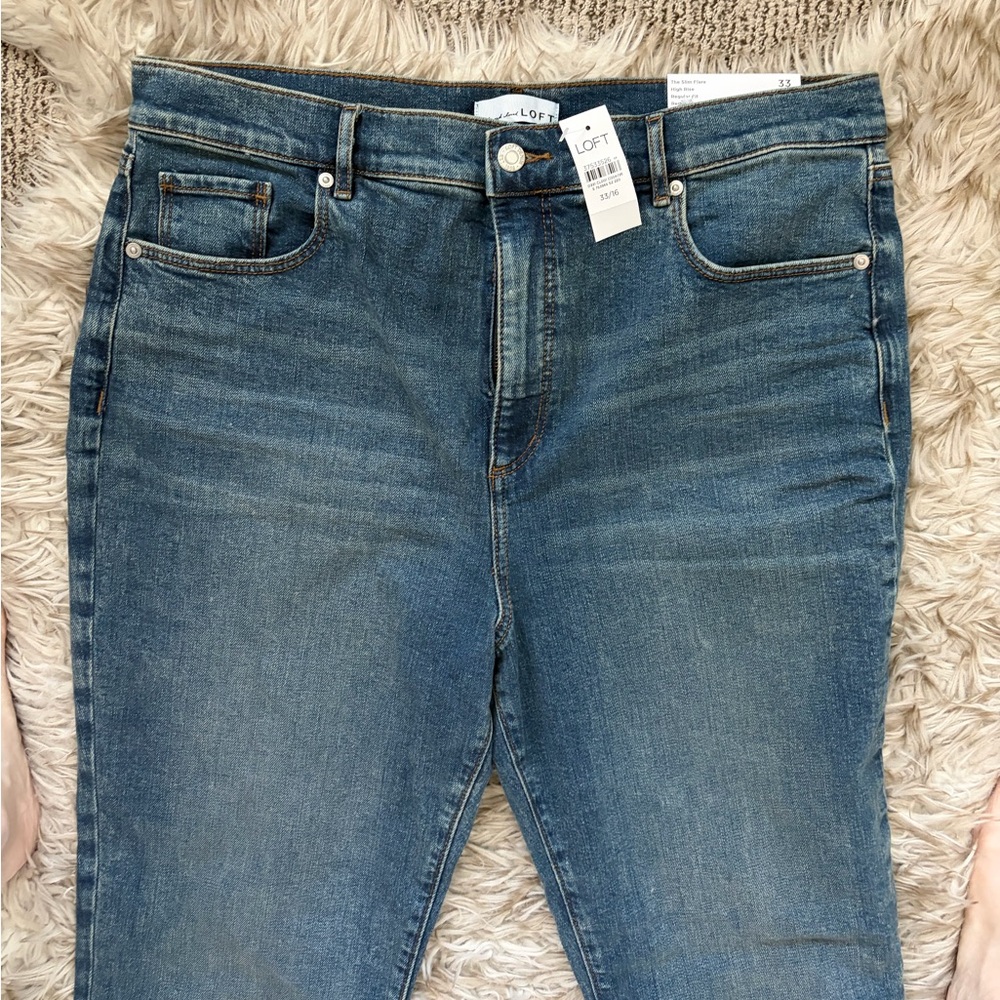 LOFT Women's Mid Blue Flare Jeans - Picture 7 of 11